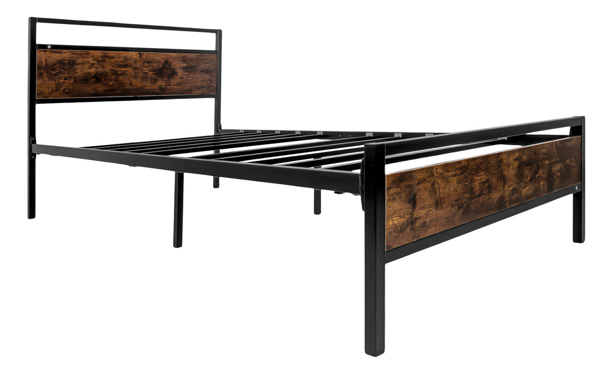 Cama Base Individual Recamara 2 Buros Country Moderna Madera
