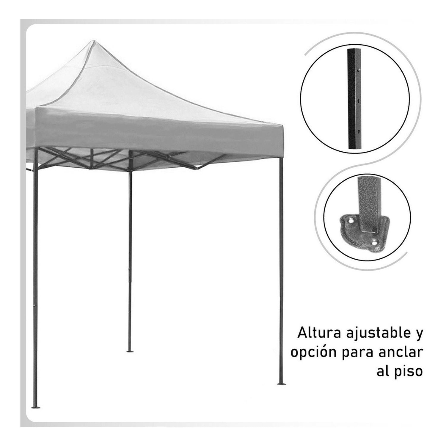 Carpa Toldo 3x3 Reforzado Plegable Impermeable Jardin blanco