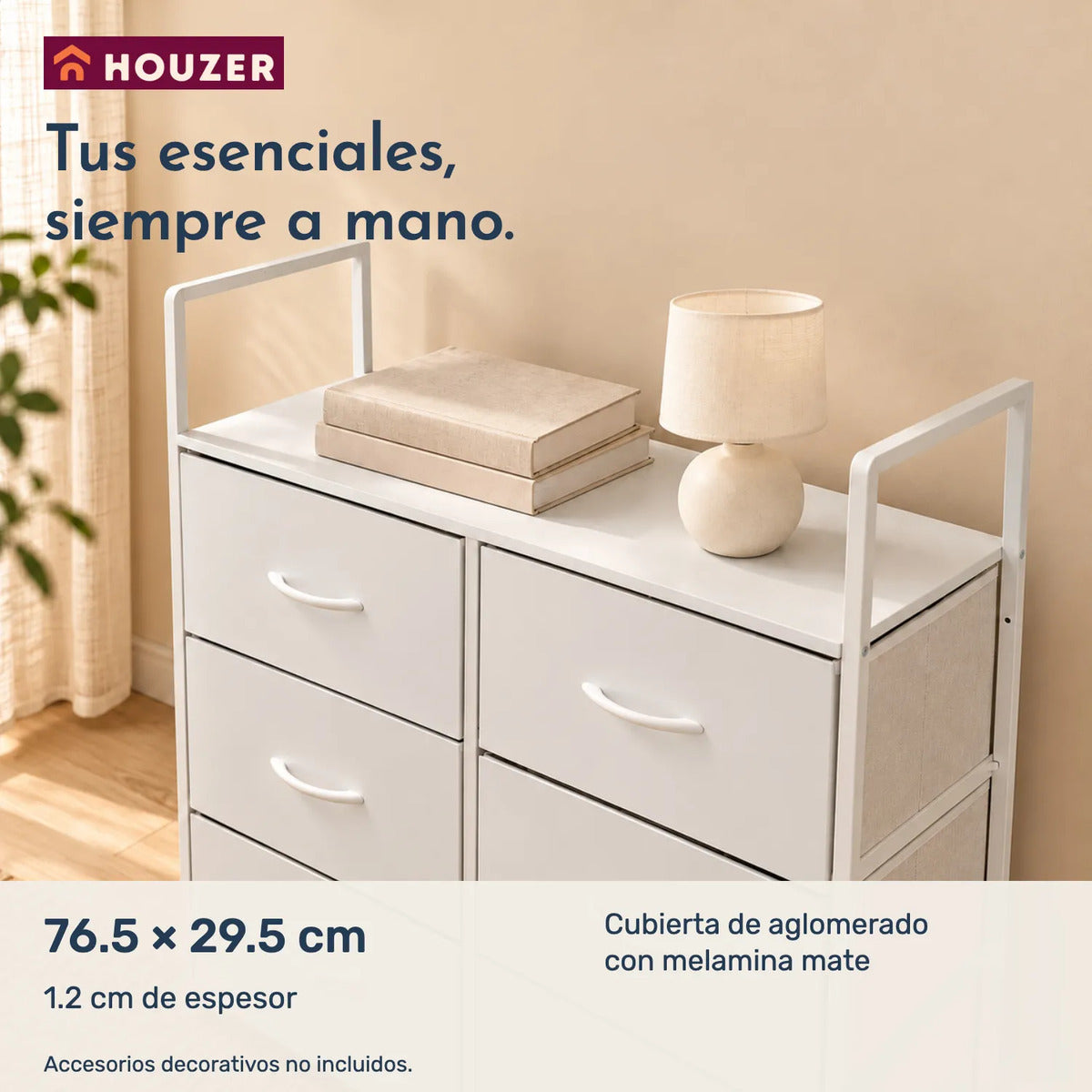 Comoda Cajonera Vertical Organizador 8 Cajones 80×31×108 Cm Blanco