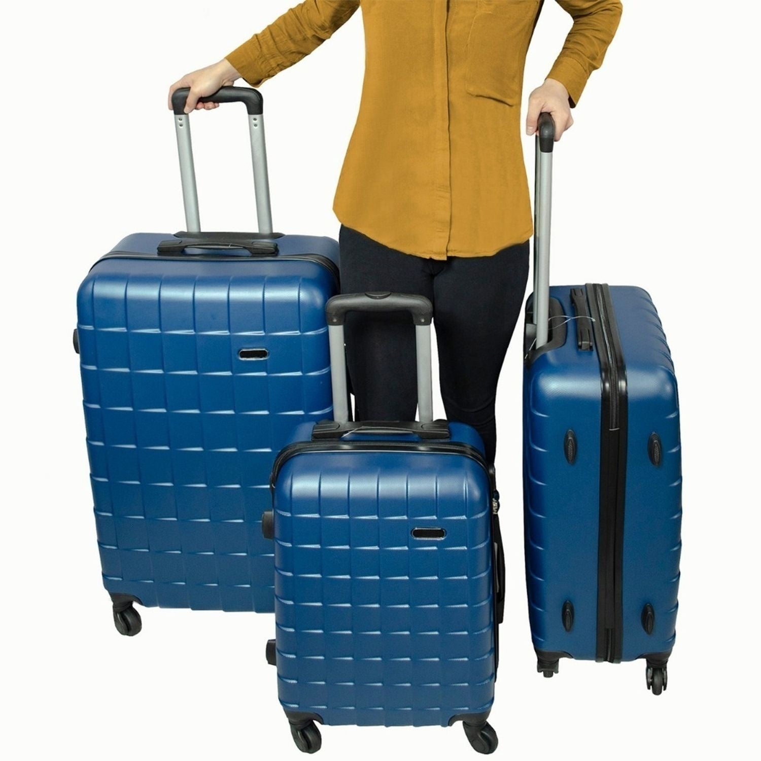 Juego Maletas Viaje Set 3 Maleta Rigidas Ruedas Vacaciones Azul
