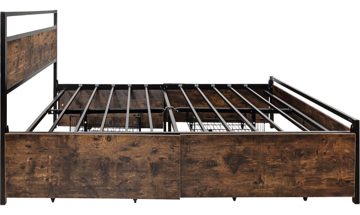 Base Cama Matrimonial Cajones + Comoda Country Moderno