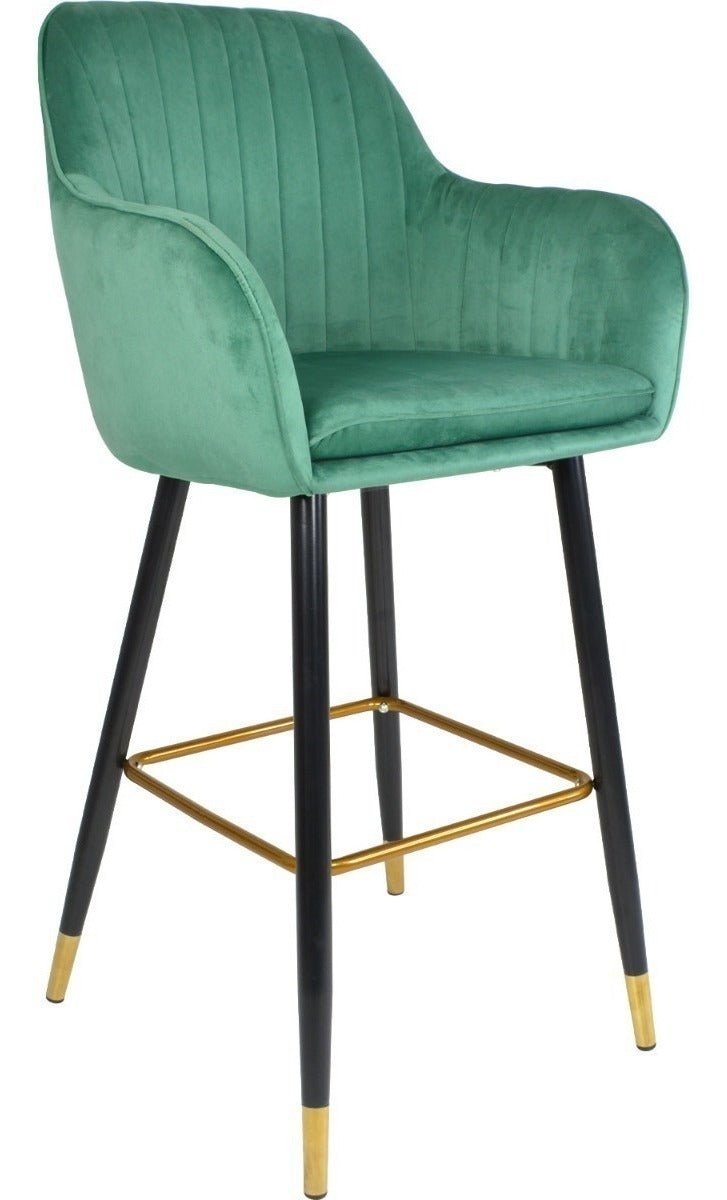 Sillas Altas Tapizadas Banco Terciopelo Velvet Verde Set 4