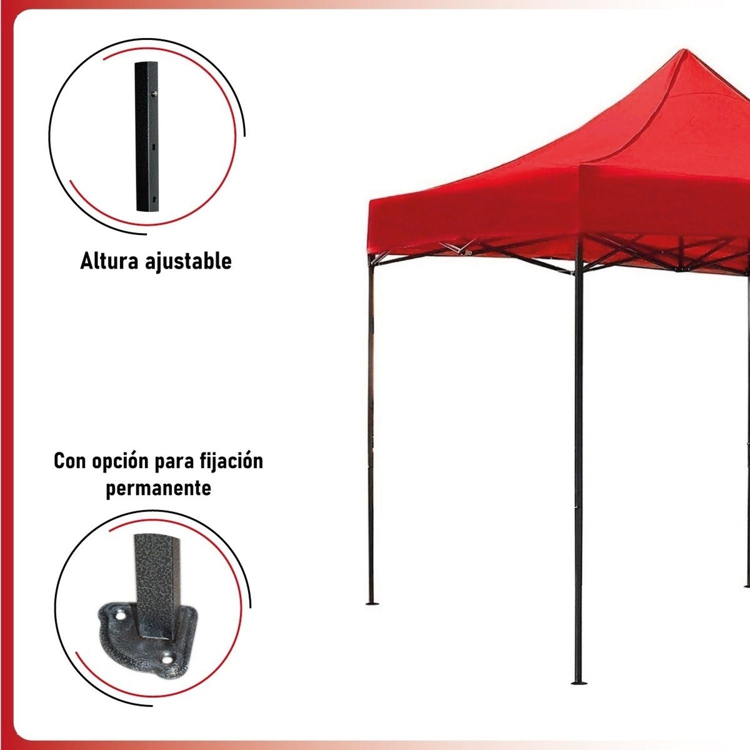 Carpa Toldo 3x3 Reforzado Plegable Impermeable Jardin 3 X 3 Roja