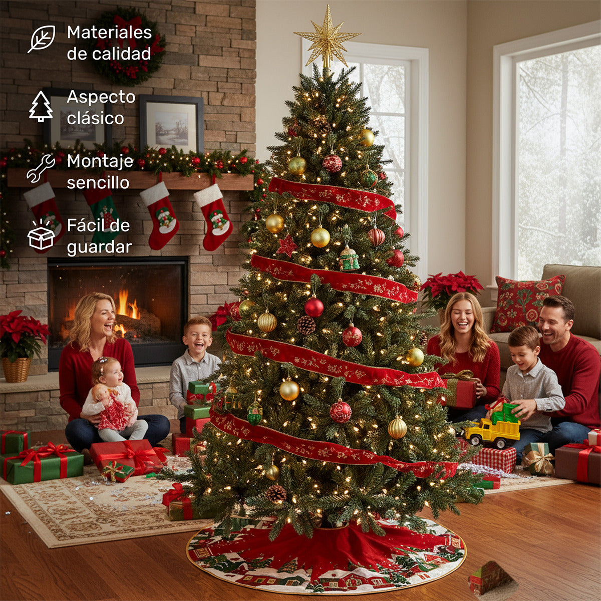 Arbol Navidad 2.10m Doble Rama Abeto Pino Navideño Premium