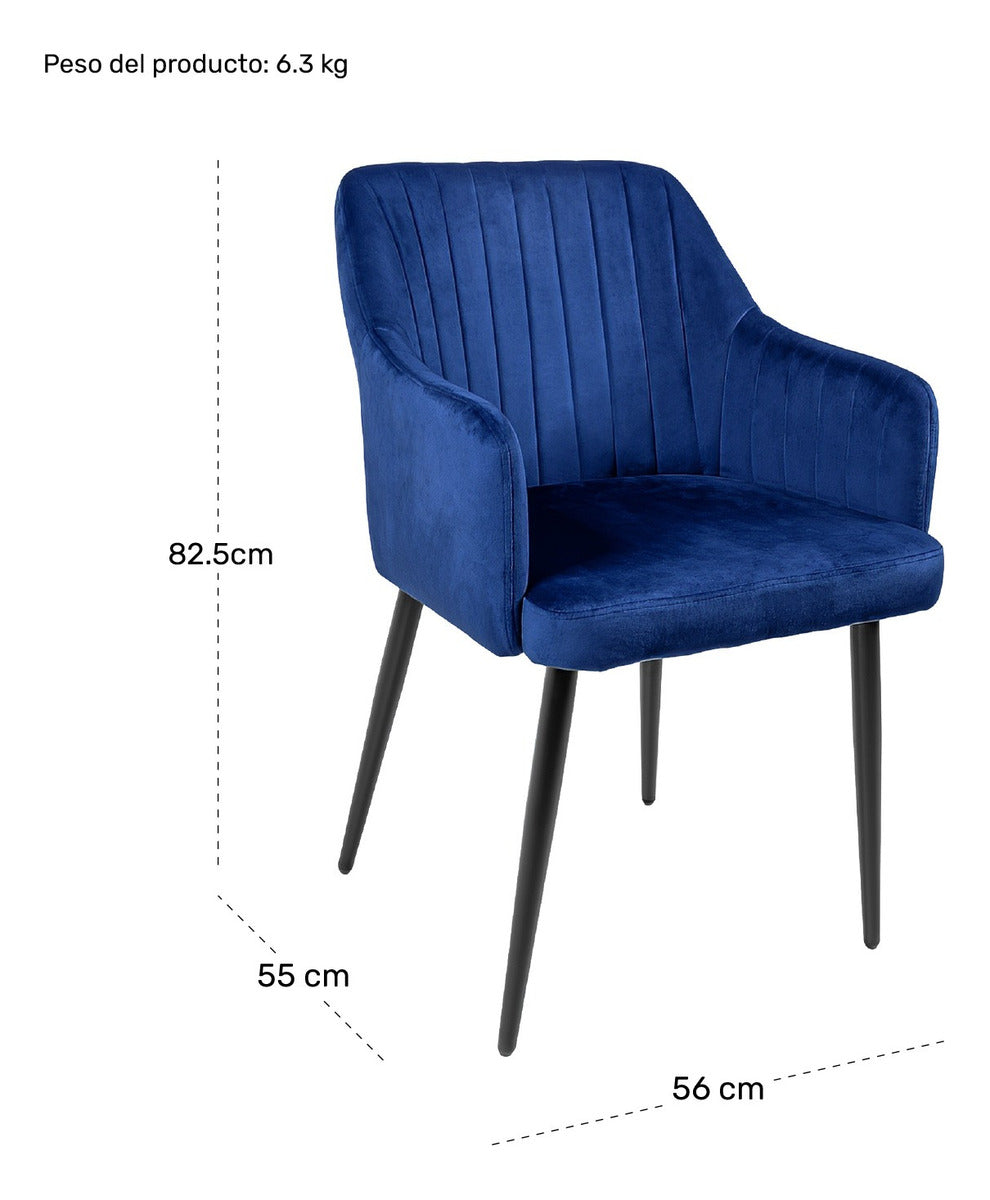 Set 2 Sillas Comedor Sillones Terciopelo Acolchadas Modernas