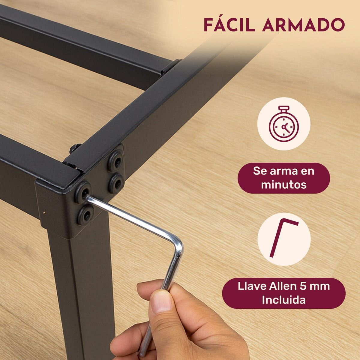 Base Cama Individual Box Plegable Metal Acero Soporta 150kg