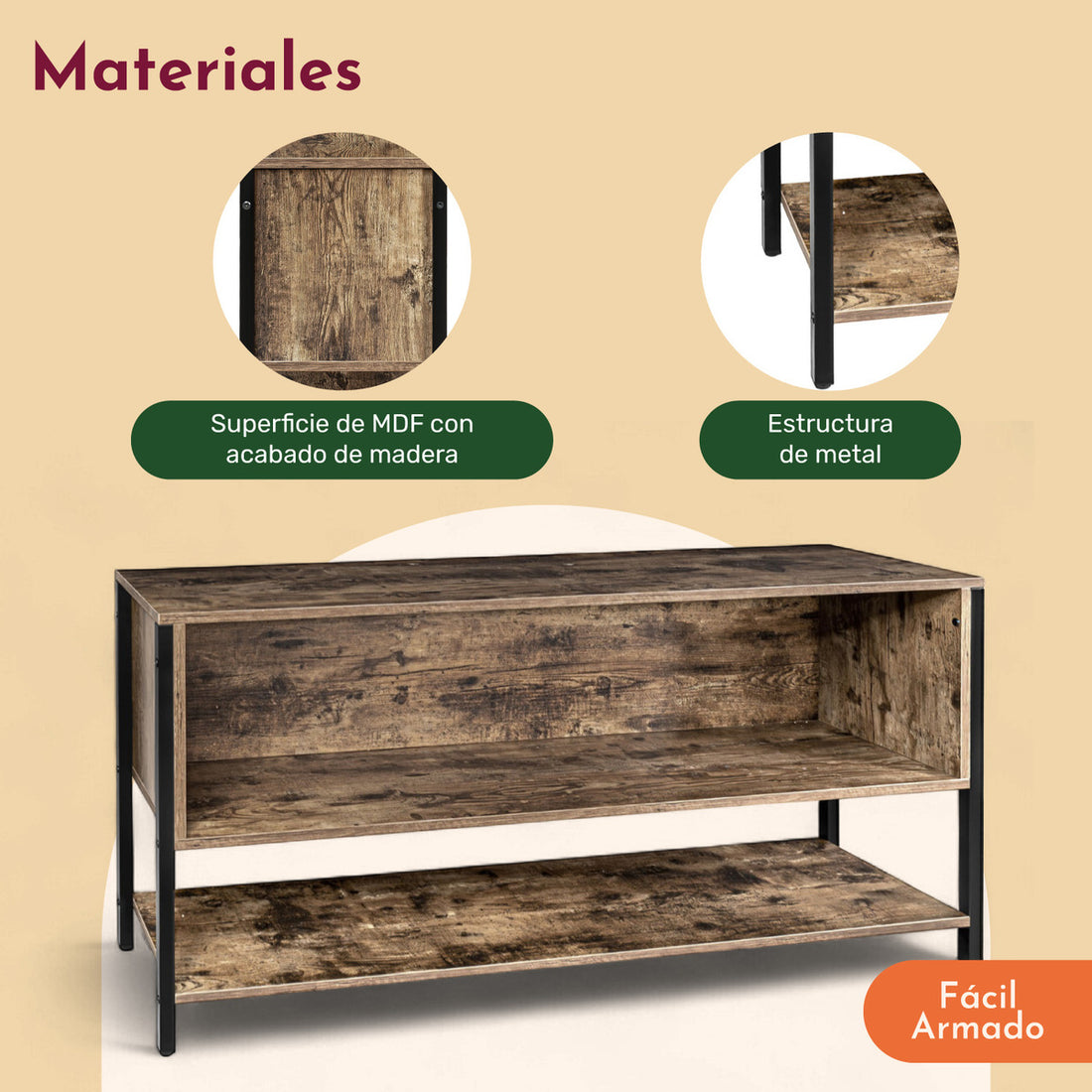 Mueble Tv 60 Mesa 3 Niveles 1.20m Moderno Organizador Cafe