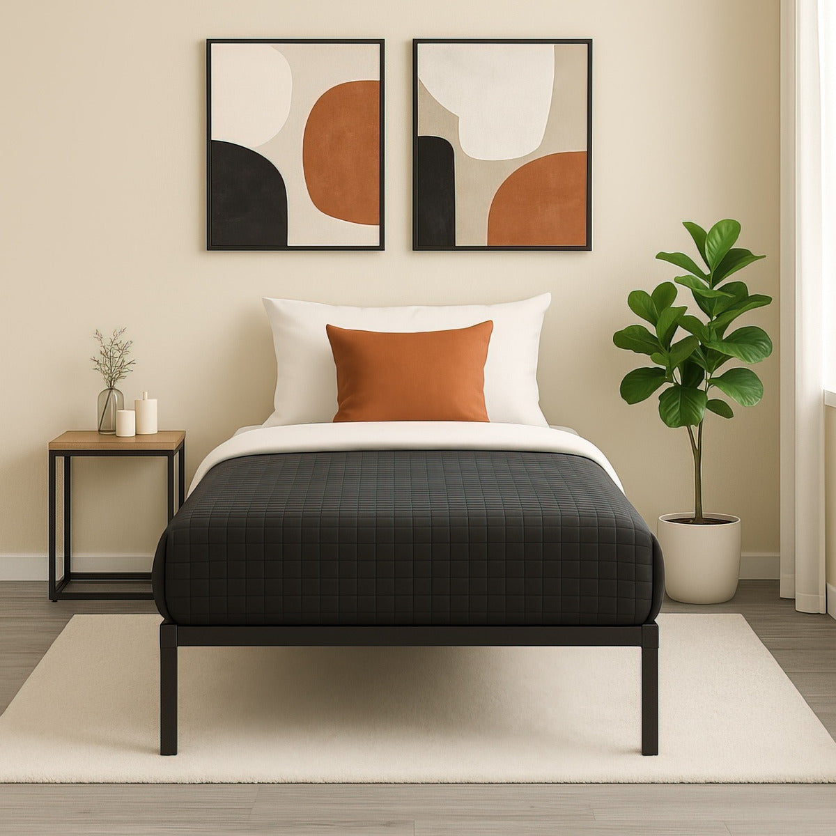 Base Cama Individual Box Plegable Metal Acero Soporta 150kg