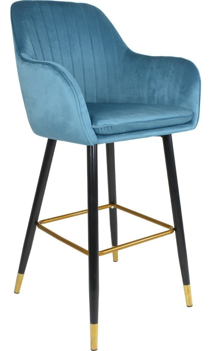 Silla Alta Tapizada Sillon Eames Azul Terciopelo