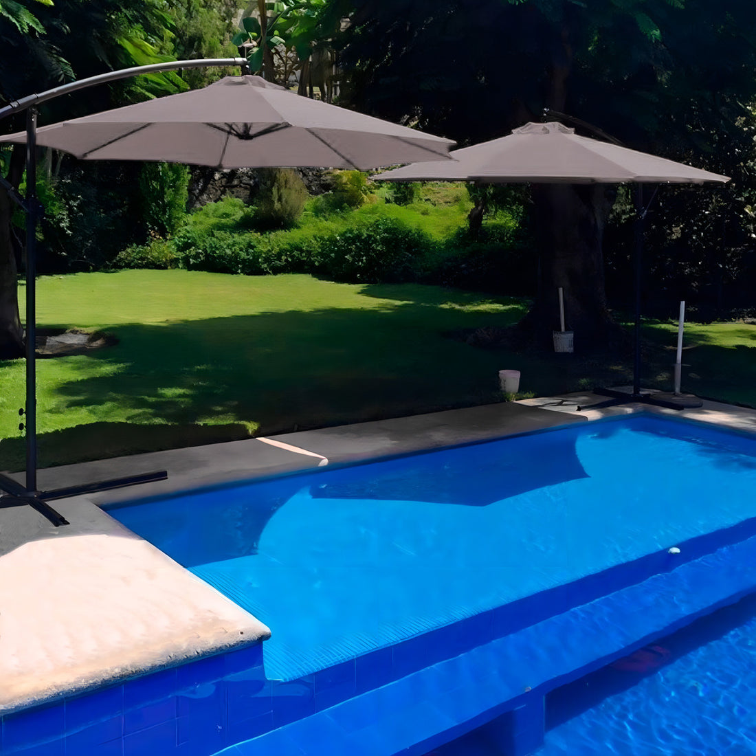 Sombrilla Grande Exterior Playa Jardin 3m + Base Contrapeso Color Gris Lisa
