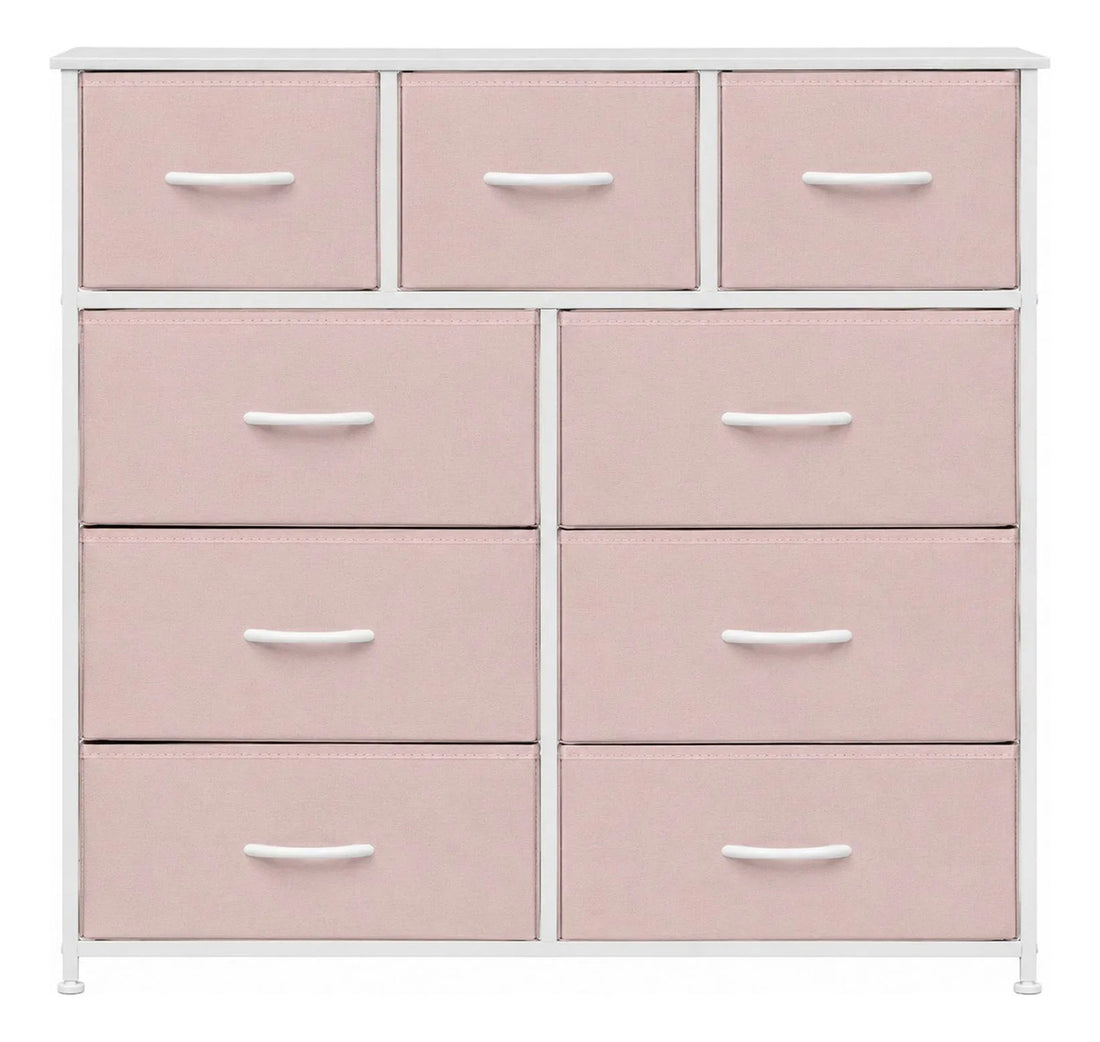 Comoda Cajonera 9 Cajones Tela Marco Acero Organizador Beige