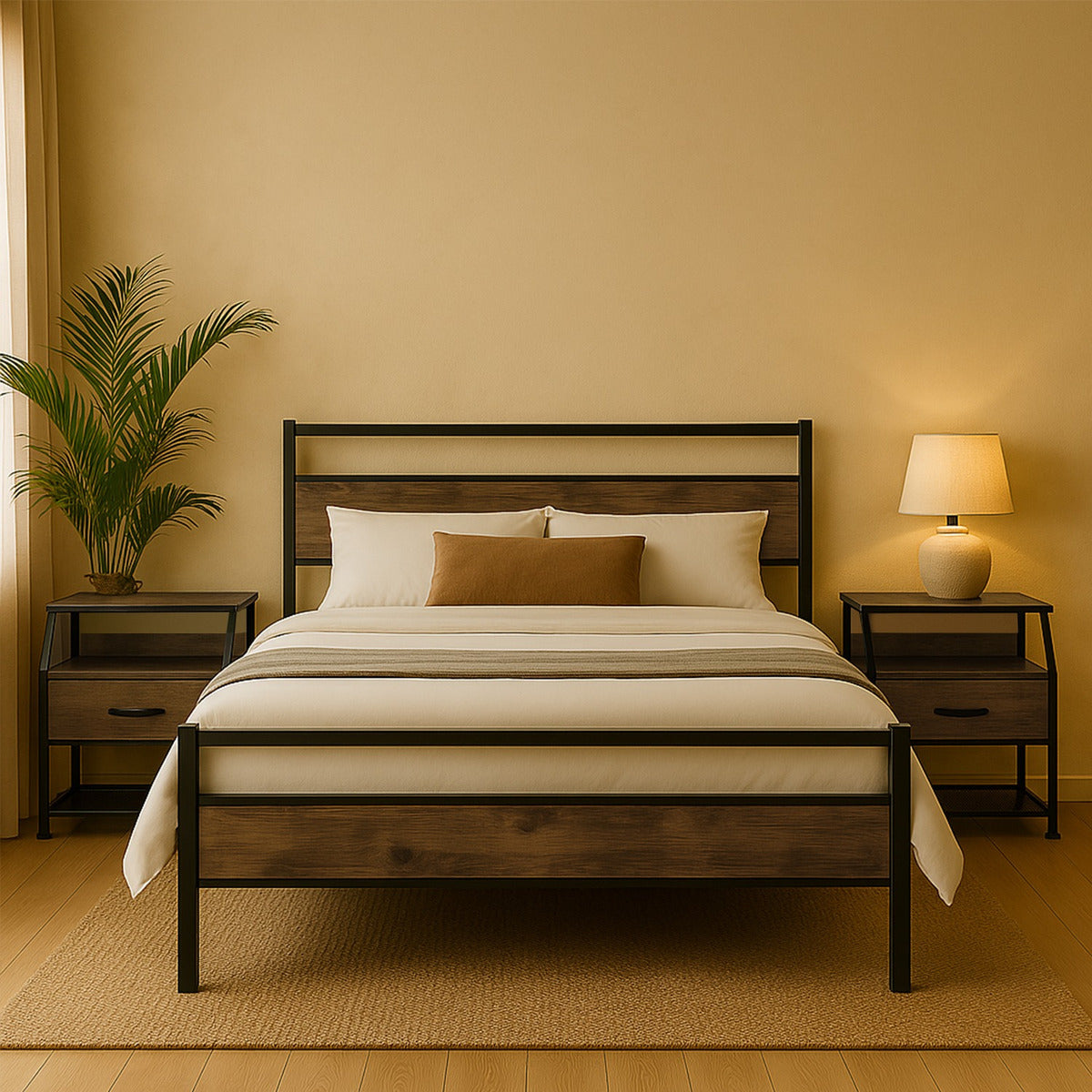 Base Cama Queen Recamara 2 Buros Country Modernos