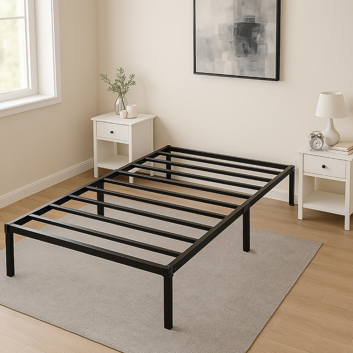 Base Cama Individual Box Plegable Metal Acero Soporta 150kg