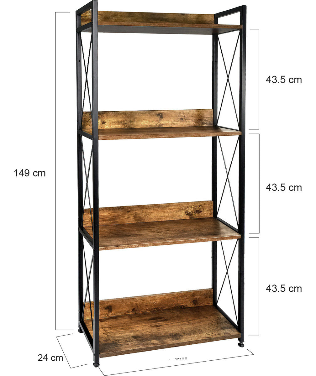 Librero 4 Repisas Estante Minimalista Industrial Multiusos