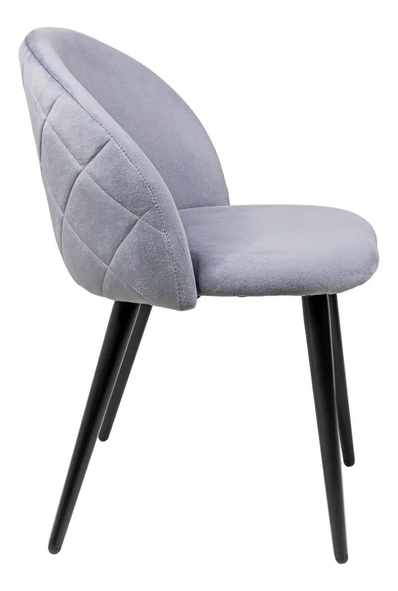 Set 2 Sillas Comedor Terciopelo Modernas Acolchadas Estructura De La Silla Natural Asiento Gris