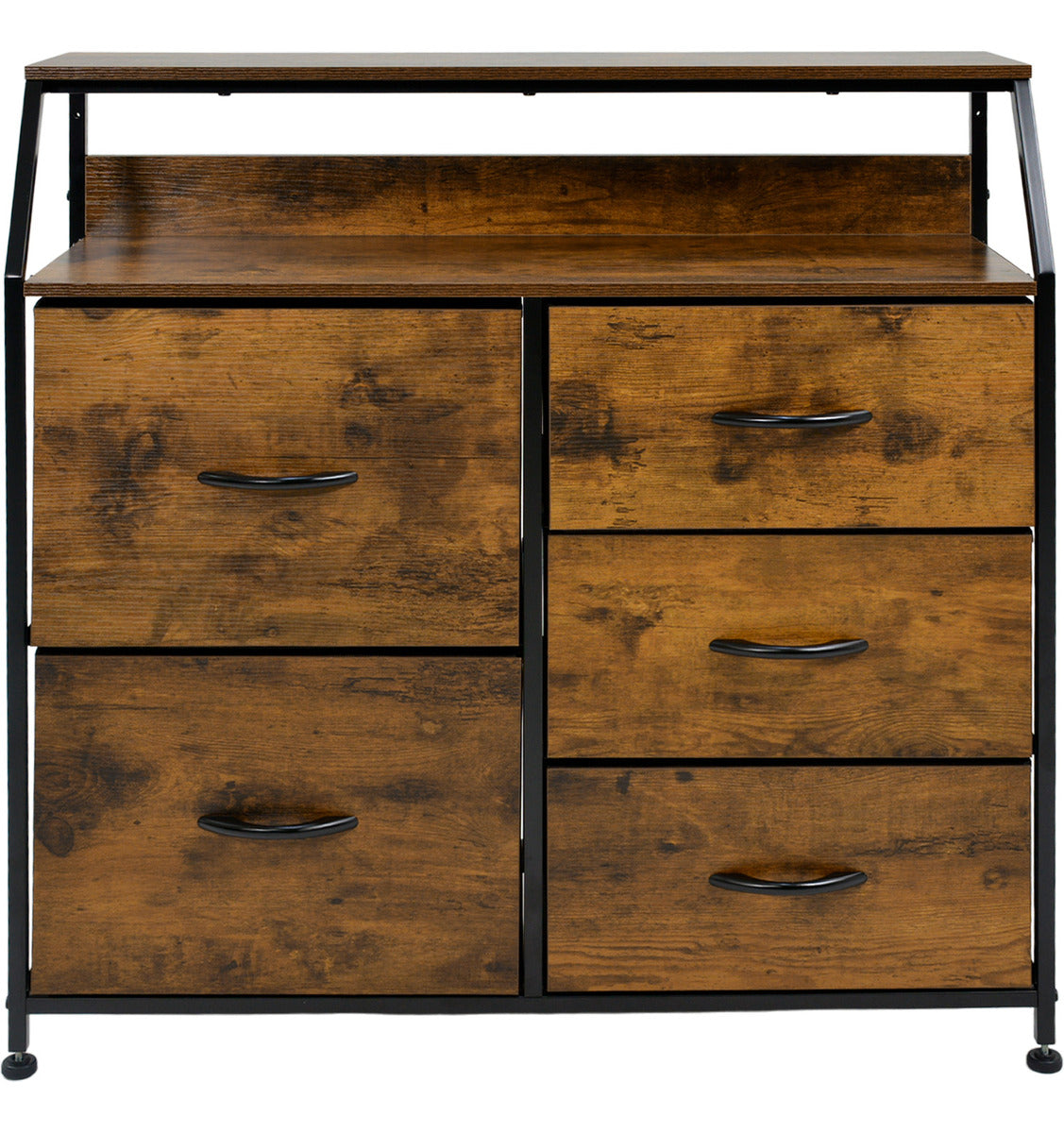 Cama Base Individual + Comoda 5 Cajones Country Moderna