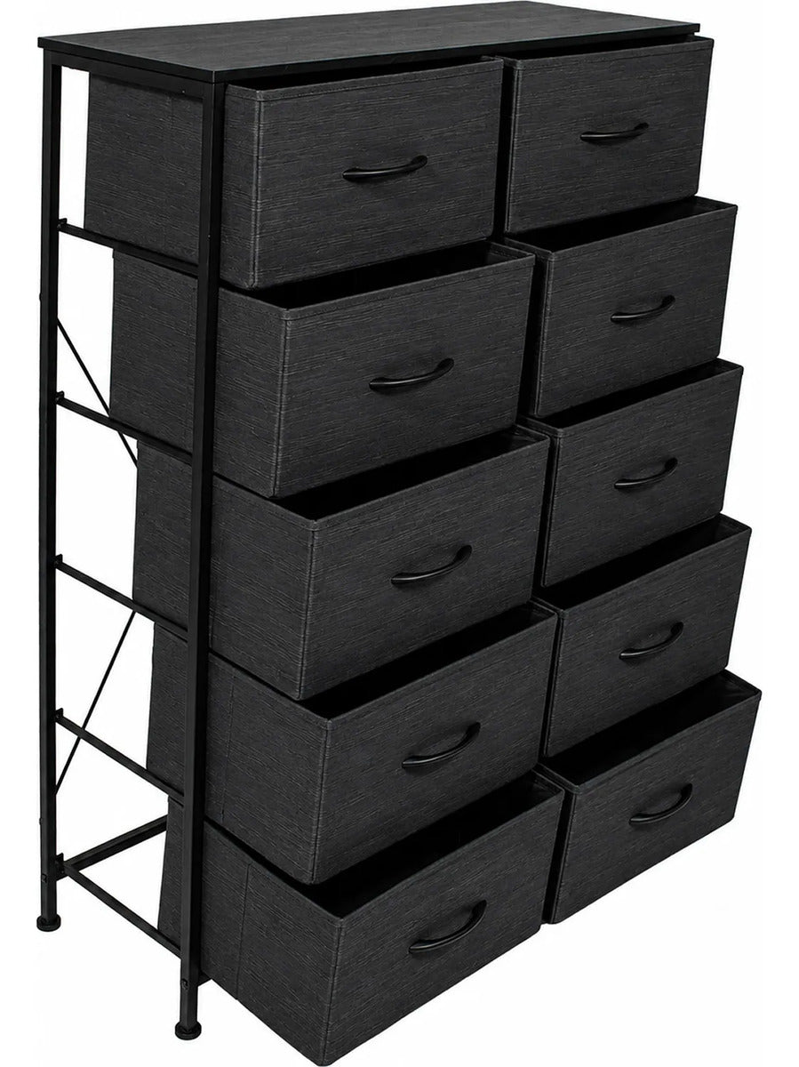 Comoda 10 Cajones Estructura Acero Cajonera Organizadora Negro