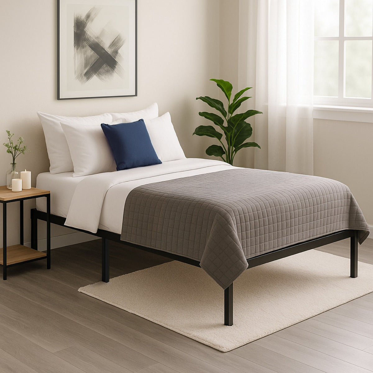 Base Cama Individual Box Plegable Metal Acero Soporta 150kg