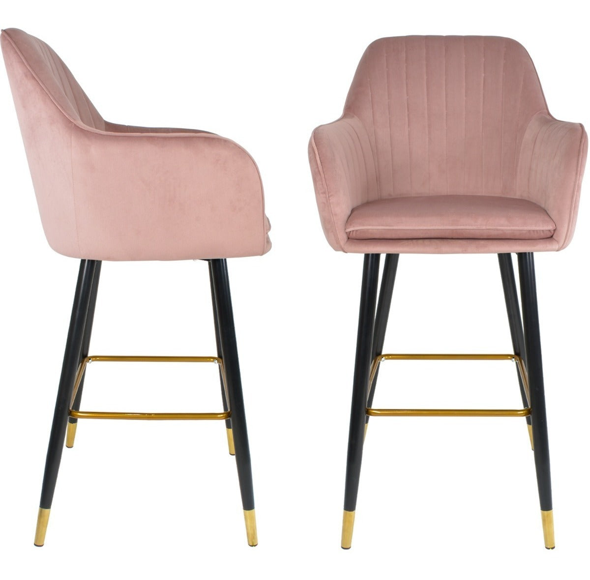 Sillas Altas Tapizadas Banco Terciopelo Velvet Rosa Set 2