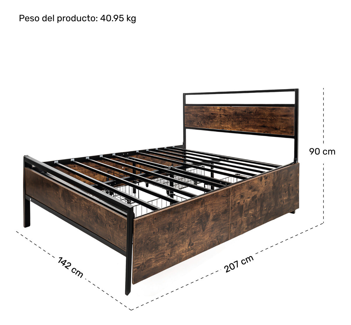 Base Cama Matrimonial Cajones Recamara 2 Buros Country
