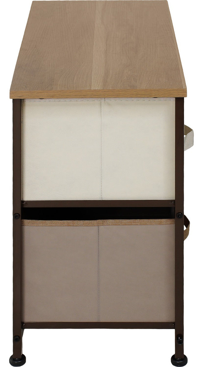 Mueble Buro Organizador Comoda Tela Metal 5 Cajoneras cafe
