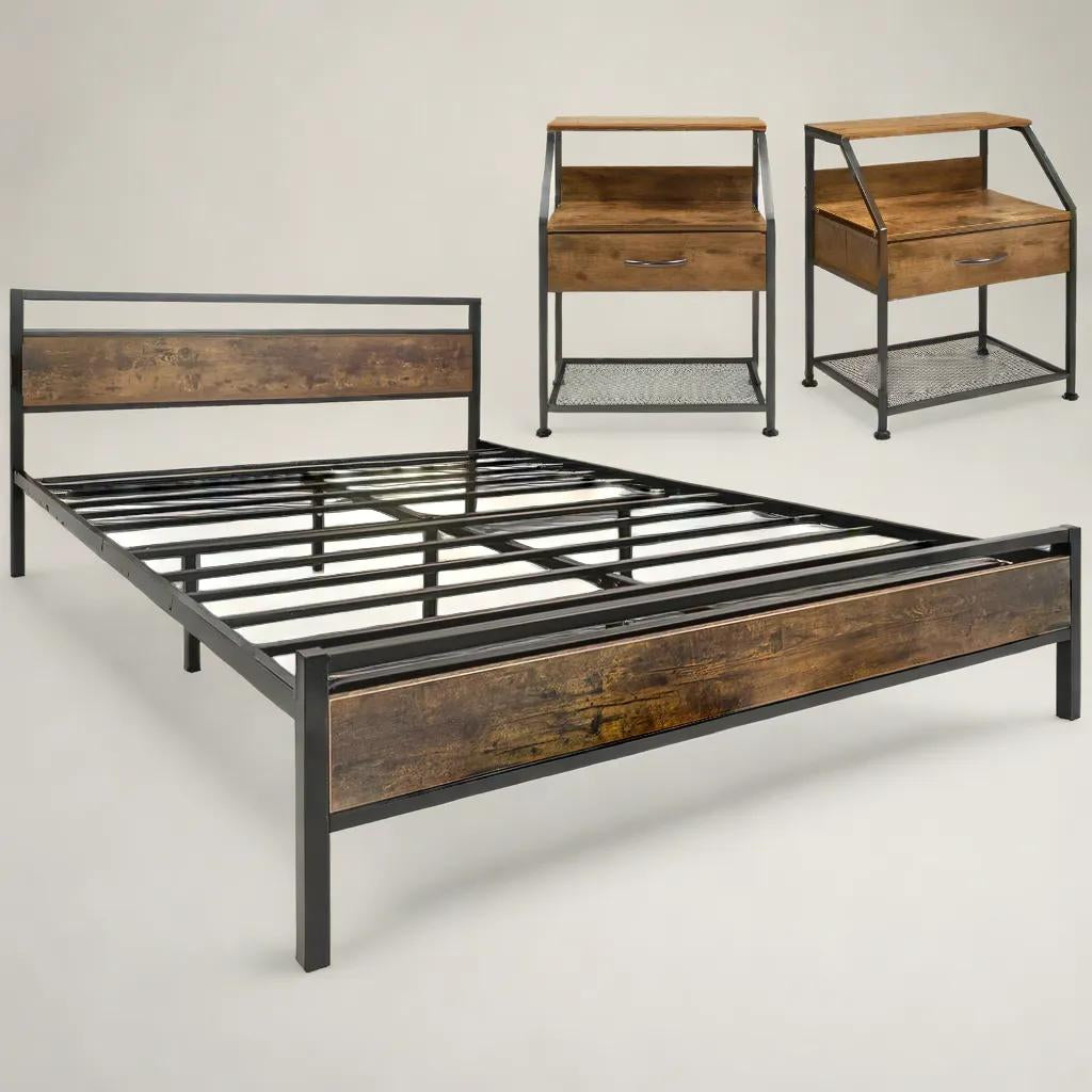 Base Cama Queen Recamara 2 Buros Country Modernos