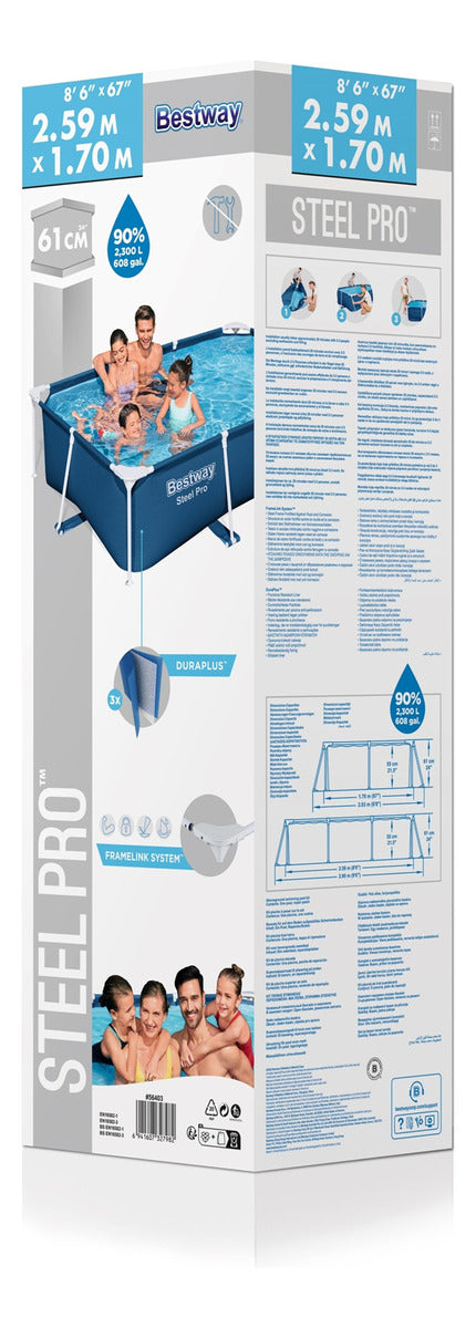 Alberca Estructural Bestway 2.5x1.7x61cm Rectangular Familia