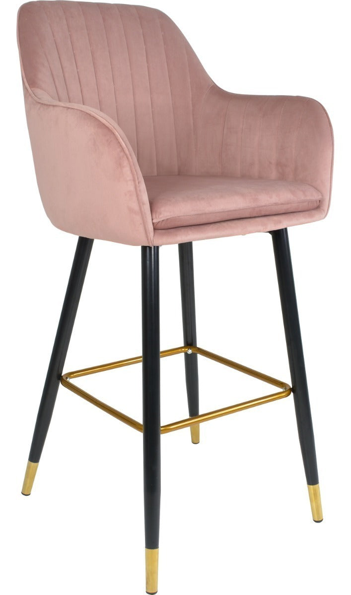 Sillas Altas Tapizadas Banco Terciopelo Velvet Rosa Set 4