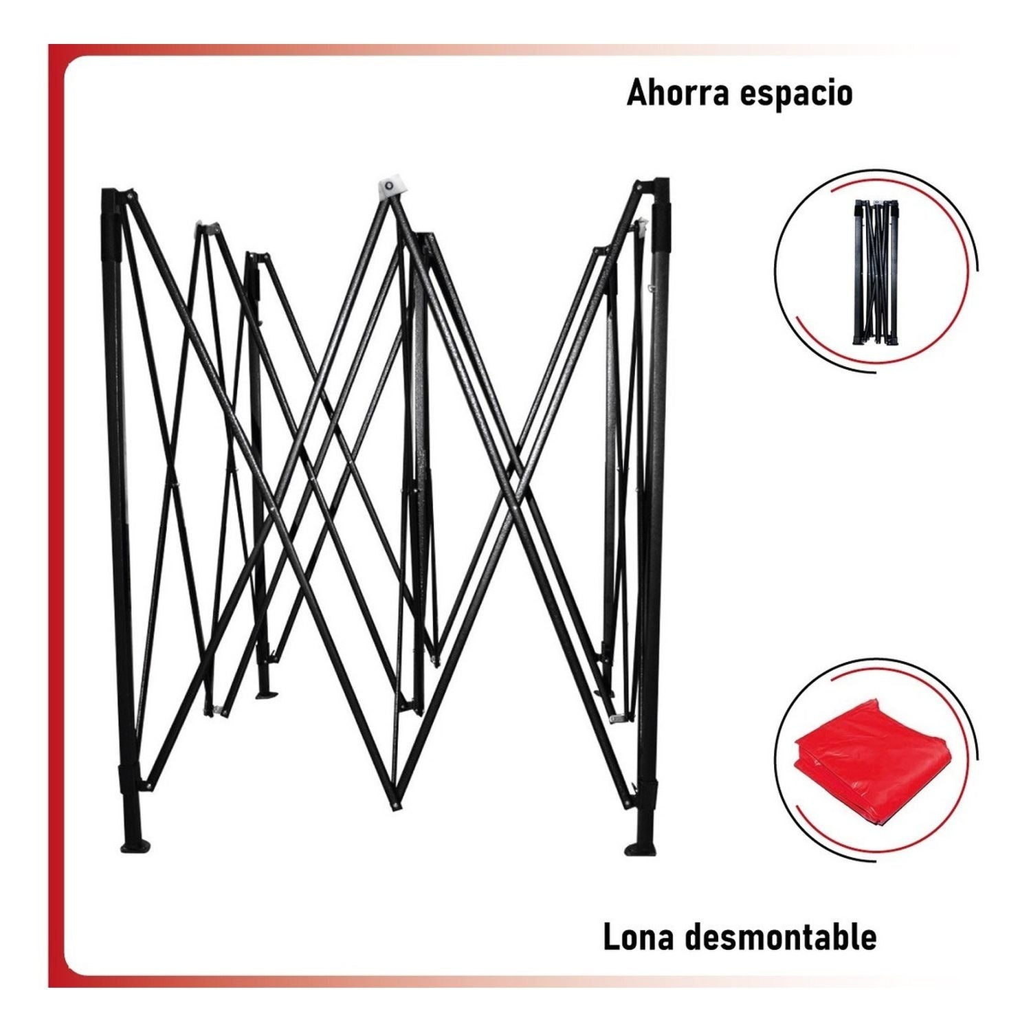 Carpa Toldo 3x3 Reforzado Plegable Impermeable Jardin 3 X 3 Roja