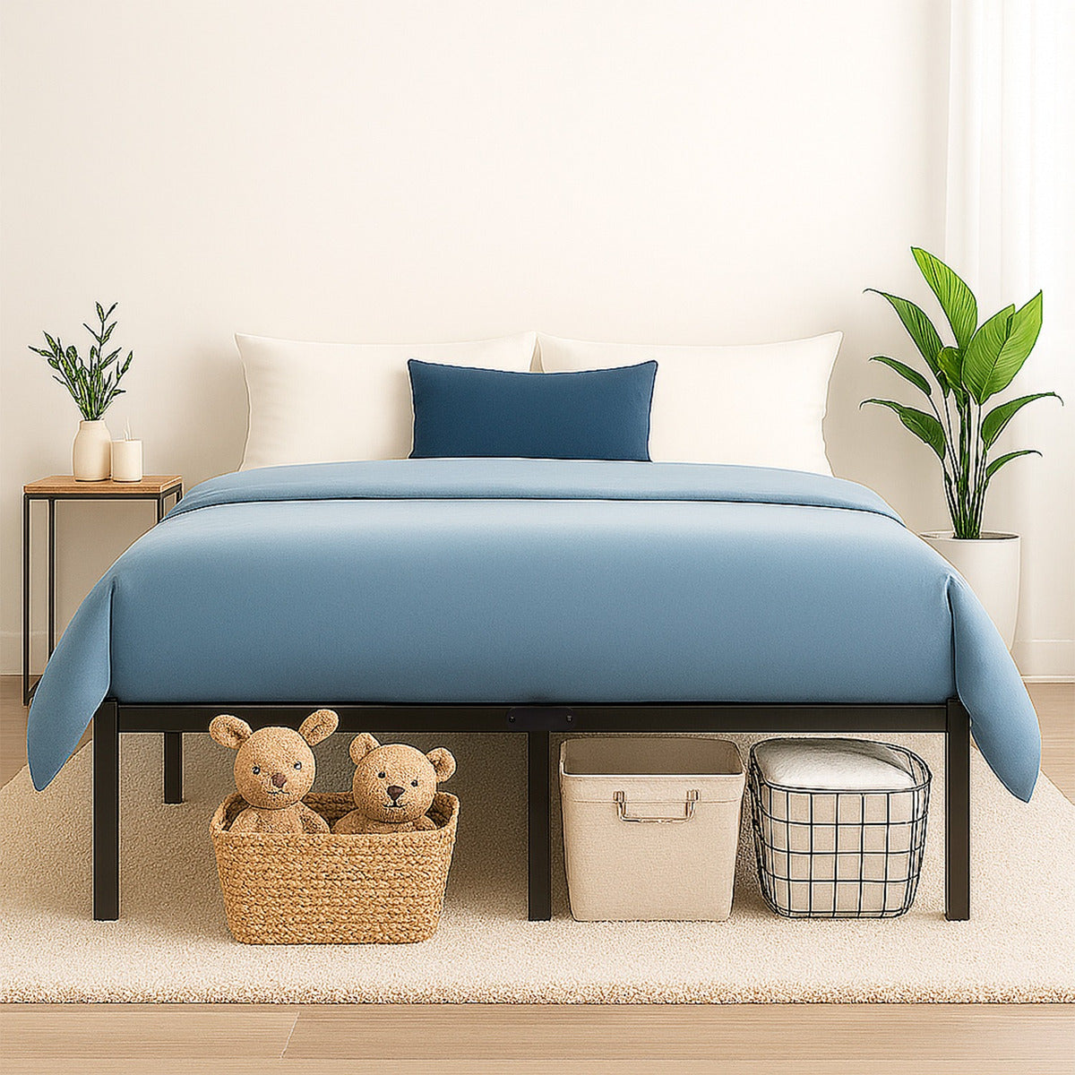 Base Cama Matrimonial Box Plegable Metal Acero Soporta 250kg