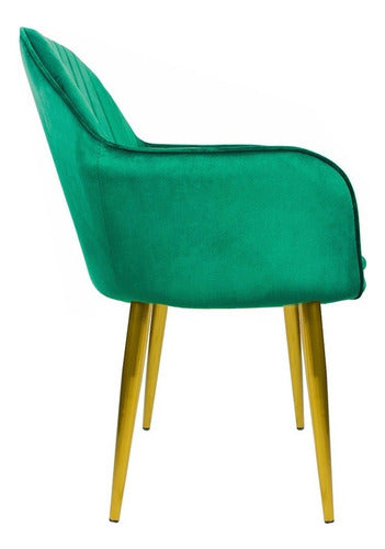 Sillon Eames Tapizado Brazo Sillon Vintage Patas Doradas Verde