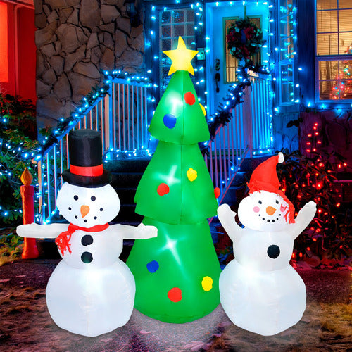 Inflable Navidad 1.7m Arbol Muñecos De Nieve Decoracion Led
