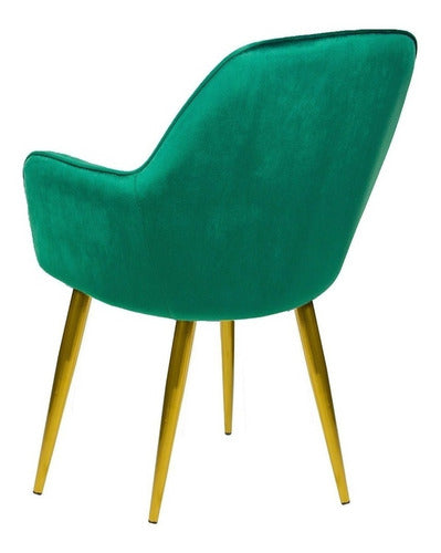 Sillon Eames Tapizado Brazo Sillon Vintage Patas Doradas Verde