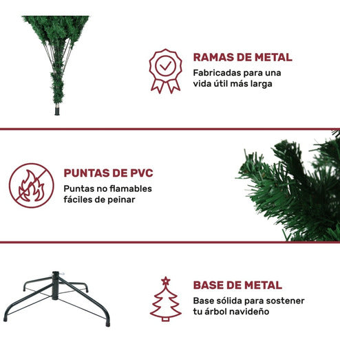 Arbol Navidad Verde Frondoso 2.20 Cm Luces Led 1104 Ramas