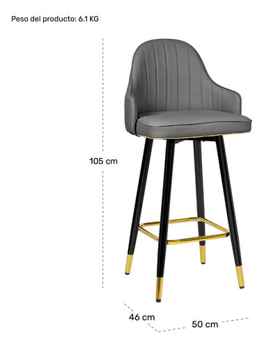 Set 2 Banco Barra Alta Silla Tapizada Cocina Bar Desayunador Gris Oscuro