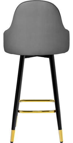 Set 2 Banco Barra Alta Silla Tapizada Cocina Bar Desayunador Gris Oscuro