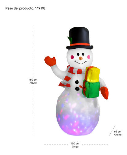 Inflable Navidad Muñeco Nieve 1.5m Decoracion Luz Led