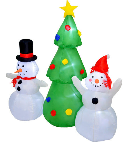 Inflable Navidad 1.7m Arbol Muñecos De Nieve Decoracion Led