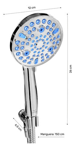 Regadera Antimicrobiana Con Manguera Ultra Flexible 9 Modos Acabado Cepillado