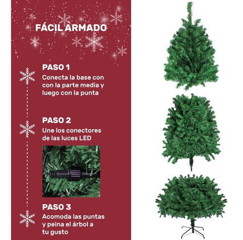Arbol Navidad Verde Frondoso 2.20 Cm Luces Led 1104 Ramas
