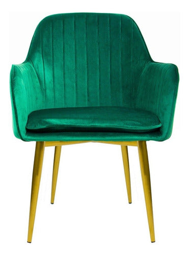 Sillon Eames Tapizado Brazo Sillon Vintage Patas Doradas Verde