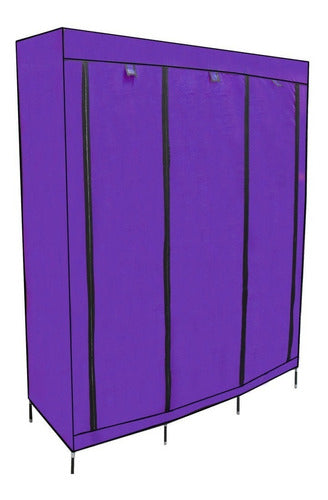 Closet Organizador 3 Puertas Compartimientos Perchero Morado