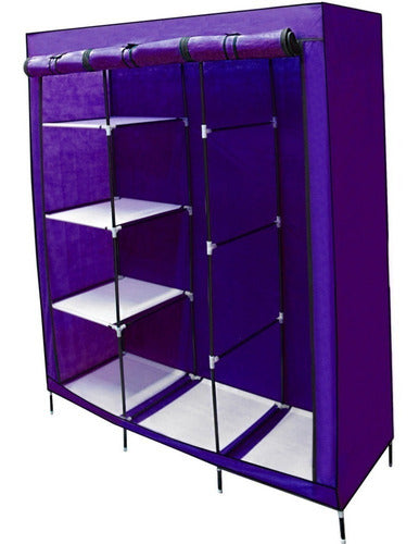Closet Organizador 3 Puertas Compartimientos Perchero Morado