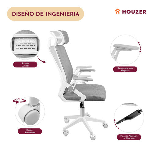 Silla Oficina Ajustable Ergonomica Escritorio Giratoria Gris
