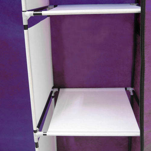 Closet Organizador 3 Puertas Compartimientos Perchero Morado