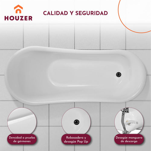 Tina Baño Premium Vintage 179l Fibra Vidrio 169x73x73 Cm