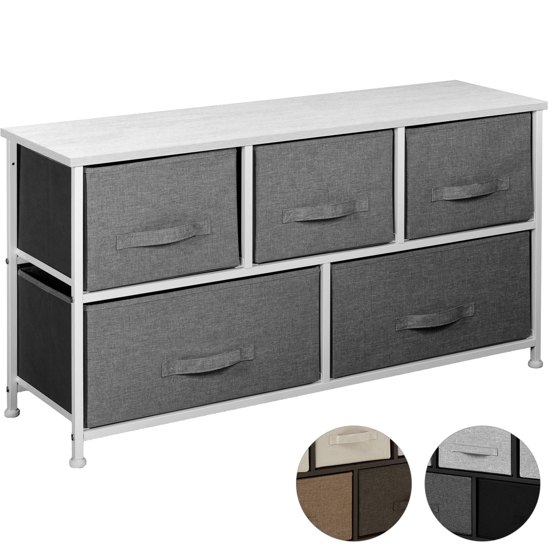 Mueble Buro Organizador Comoda Tela Metal 5 Cajoneras