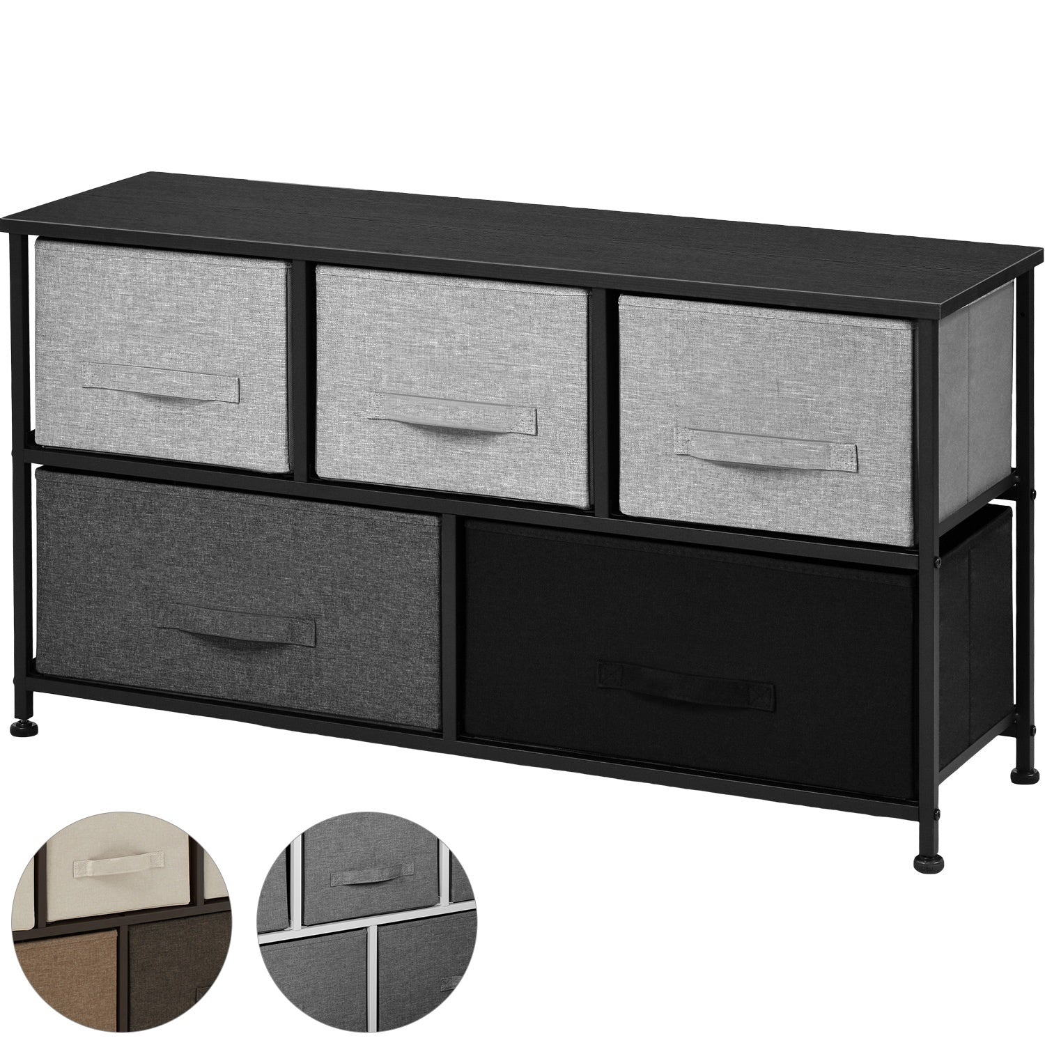 Mueble Buro Organizador Comoda Tela Metal 5 Cajoneras