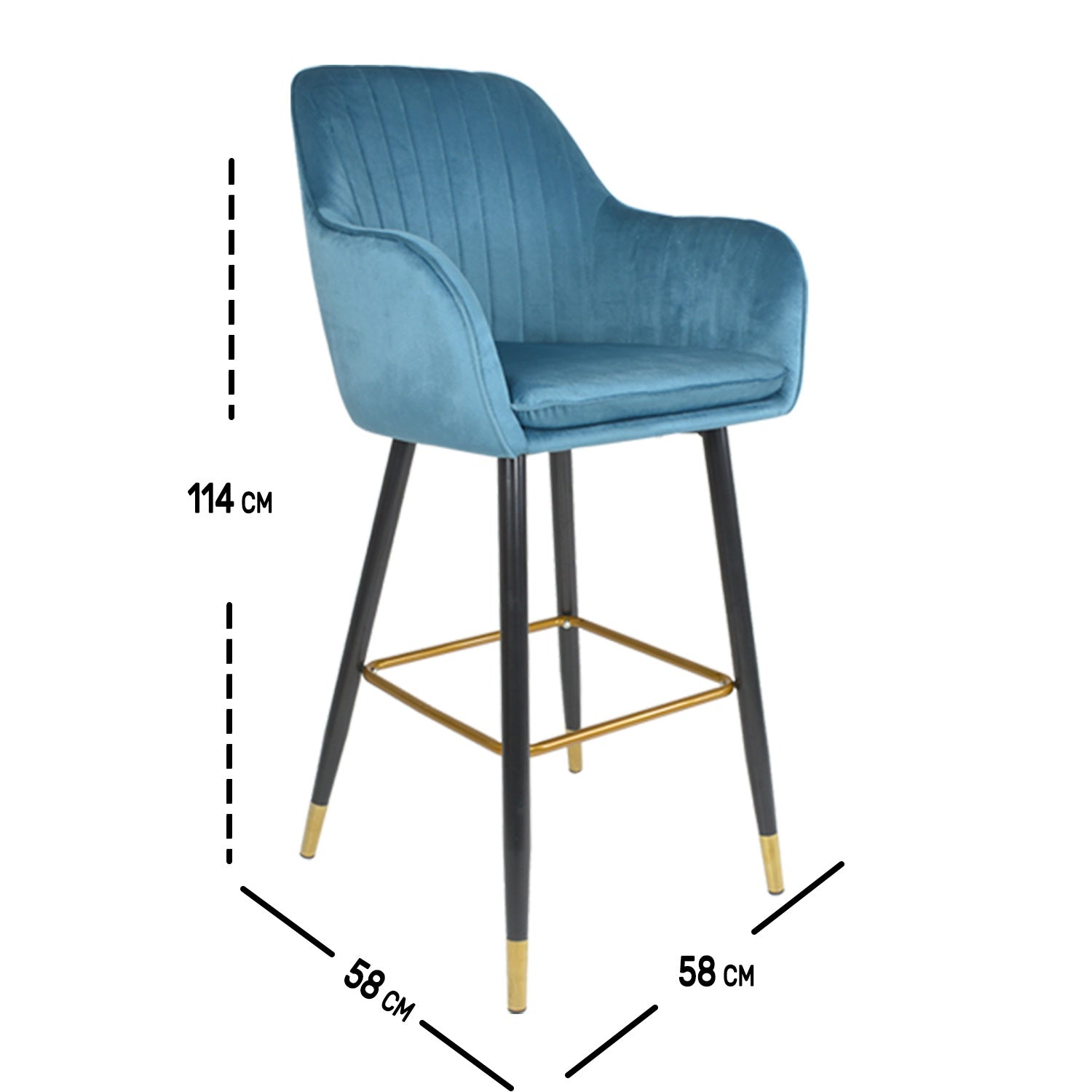 Silla Alta Tapizada Sillon Eames Azul Terciopelo