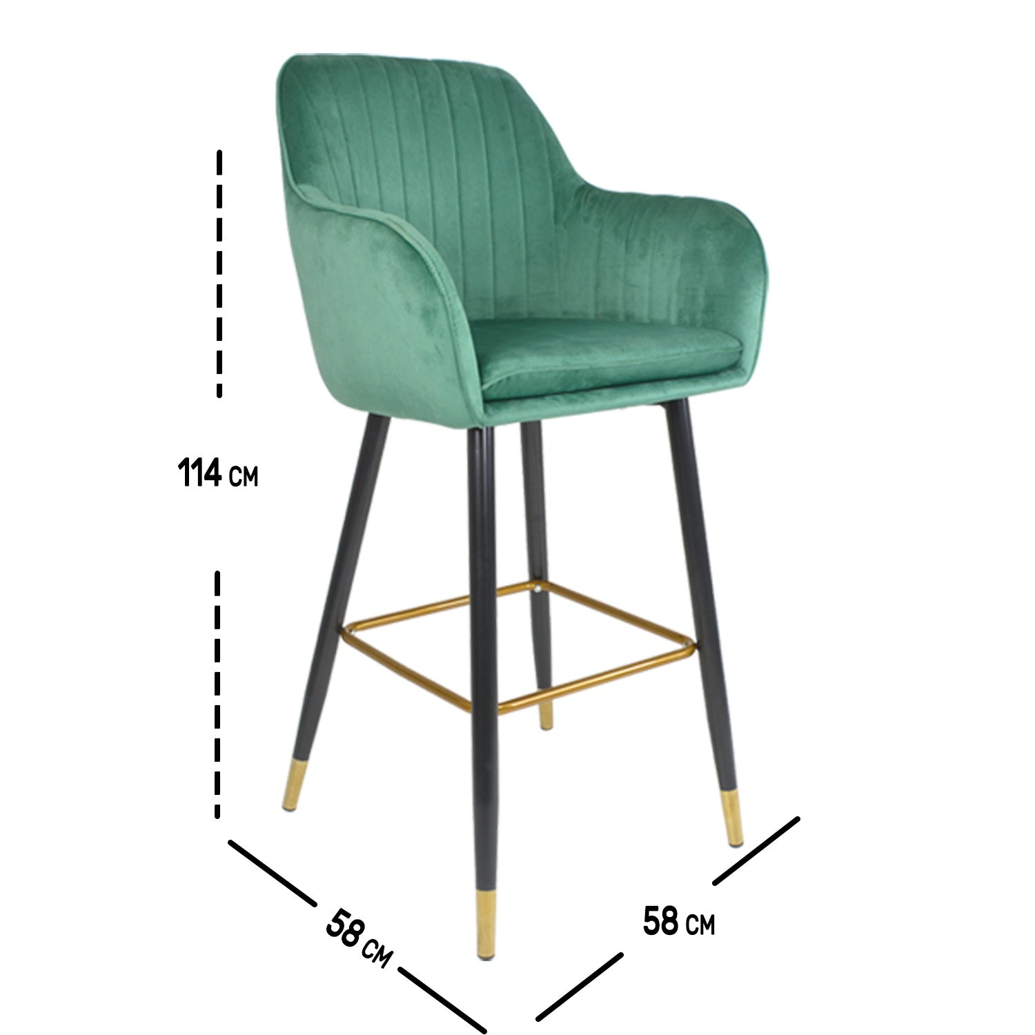 Silla Alta Tapizada Banco Sillon Eames Verde Terciopelo